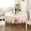 Toalha de mesa redonda Bordado Europeu Peônia Flower Dinning Pano Capa de Chá Natal Pó 220223
