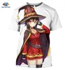 Megumin Konosuba Halloween cuello redondo camiseta 3D estampado verano Anime Hipster Harajuku camisetas de gran tamaño hombres mujeres ropa H47 X0621