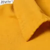 Zevity Femmes Vintage Cascade Poches à volants Patch Chemise jaune Manteau Femme Manches longues Veste à poitrine unique Chic Tops CT700 210603
