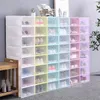 40 pcs sapatos caixas conjunto multicolor foldável armazenamento de sapata plástico clear home sapata rack organizador pilha caixa de exibição zc666