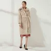Wixra Panie Faux Leather Długie Płaszcze Femme Kieszenie Soft Mink Fur Womens Trendy Street Style Loose Short Outwear Zima 211220