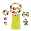 8pcsset Gonfie di erba set di decorazioni da festa hawaiane set ananas occhiali da sole ghirlanda artificiale Ghirlanda vestita per le forniture festive facto1624262