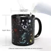 Creative Ceramic Mug Color Changing Mug Heat avslöjar kaffekopp Friends Present Student Breakfast Cup Star Solar System Mug 210409