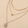 Нерегулярные кристалл Druse подвеска ожерелье золотые цепи многослойные ожерелья колье женщины мода ювелирные изделия будут и песчаные