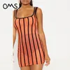 OMSJ Women's See Through Dress Mini Beach Party Night Club es Sexy Neon Orange Bodycon Summer Streetwear 210517