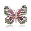 Broches Jewelryfashion Colorf Papillon Broches Métal Cristal Strass Découpe Broche Animal Pins Banquet Bouquet De Mariage Cadeaux Drop Delive