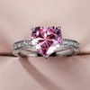 Crystal Heart Zircon Rings Band Finger for Women Copper Ring Girl Girl Fanlentine's Gift Fashion Jewelry Will and Sandy