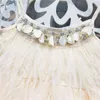 Vestido niña princesa Tutu Vestido trabajo pesado con cuentas 2019 verano pluma plisado niño ropa bebé 1-7 años GDR612 G1218