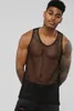 Tapetes de tanque dos homens Homens Summer Sexy Sheer Club Ver-se Fishnet Slim Fit Colete Sólido Ginásio Masculino Tanques Muscle Tee Tee Trajes