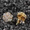 18K Real Gold Hiphop CZ Stud Earrings for Men Women and Girls Gifts Diamond Earrings Studs Punk Jewelry