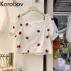 Korobov Primavera Estate Nuovo Arrivo Camicie Coreano Dolce Stampa Camicette da Donna Vintage Elegante Colletto Quadrato Blusas Mujer 210430