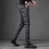 Autumn Winter England Plaid Thick Work Stretch Pants Men Business Fashion Slim Fit Grey Casual Pant Male Brand Trousers 38 211201