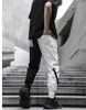 ヒップホップカーゴパンツ男性春白パッチワークオーバーオール女性ストリートウェアコットンズボンPockets Techwear X0723