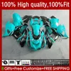 Körpereinspritzung für KAWASAKI NINJA ZZR-1400 ZX 14R 14 R ZZR 1400 CC 12-17 5No.176 ZX14R ZX-14R 12 13 14 2015 2016 2017 ZZR1400 2012 2013 2014 15 16 17 OEM-Verkleidung, Cyan-Schwarz-Lager