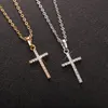 Anhänger Halsketten Mode Weibliche Kreuz Anhänger Tropfen Gold Schwarz Farbe Kristall Jesus Halskette Schmuck Für Männer/Frauen Großhandel