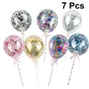 Other Festive & Party Supplies 7PCS Sequins Balloons Cake Toppers Creative Confetti Plug Birthday Decorative Sequined Balloon For Bi