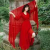 Yosimi Red Long Dres for Desert Travel Lato Fit and Flare Maxi Długość Bandaża Party ES 210604