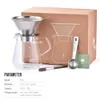 800ml Glass Coffee Kettle Cafe Brewer Pour Over Coffee Maker Pot Dripper Barista with Stainless Filter and Scoop Cafeteria 210408