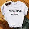 女性4xLプラスサイズTグラフィックフラワーを一人で歩く犬足のファッションプリントトップTシャツ女性ティーシャツレディース服TシャツX0527