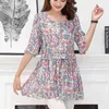 Loose Chiffon Shirt Female Summer Womens tops and blusa Half Sleeve Round Neck Flowers Fashion Blouses Shirts 820C 210420