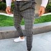 Erkek pantolonları 2021 ilkbahar yaz moda erkekler rahat sıska koşu Joggers Slim Fit eşofman spor ter ekose pantolon K-