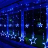 Strängar Xmas Fairy Light 10/20 M LED String 8 lägen stjärna gardin hristmas girland lampa bröllop fest semester dekor ljus