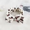 Retro Leopard Weiche Plüsch Frauen Stirnband Süße Schleife Elastisches Haarband Casual Make-Up Bad Turban Band Haar Zubehör