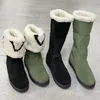 Botas cálidas de piel para mujer, botas de nieve de piel sintética de felpa para invierno, zapatos sin cordones para exteriores con pelo para mujer, botas de algodón peludas acogedoras para mujer 329