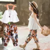 Boho 3-12Y meninas crianças roupas 2 peças conjuntos doce sólido camisole colete floral impresso shorts crianças roupas roupas roupas roupas