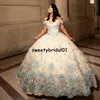 Beroemdheid Sukienki Blue Quinceanera Jurken Bloem Kant Applique Vestidos de 15 Anos Sweet 16 Corset Jurk