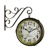 Horloge murale en métal Double face, Vintage, silencieuse, pour salon, Double Face, cloche en fer, montre murale américaine, décoration murale H1230