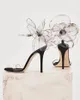 2021 Kvinnliga damer PVC läder 9,5 cm höga klackar sandaler sommar avslappnad bröllop gladiator sexiga skor transparent blomma kiktå en-linje spänne storlek 34-42 lg