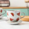 Keramisk rolig kaffekopp söt blomma kawaii återanvändbar espresso rese japansk stil kubek ceramiczny och tefat bl50bd koppar tefat