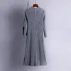 Höst botten tröja klänning kvinna vinter kvinnor med kappa förtjockad rak stickning lång ull kontor dam 210420