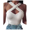 Nieuwe Mode Vrouwen Sexy Tank Top Strand Mode Cross SleevelSolid Vest Blouse Hollow Shirt Tops Casual Vest Tops X0507