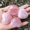 Natural Rose Quartz Heart Shaped Pink Crystal Carved Palm Love Healing Gemstone Lover Gife Stone Crystal Heart Gems 2023