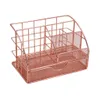 Ontwerp Mesh Home Office Desk Organizer Kantoorbenodigdheden Accessoires met lade voor Home Office Desktop Rose Gold Opbergdoos