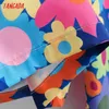 Tangada Women Colorful Flowers Print Long Jumpsuit Short Sleeve Pocket Female Casual Jumpsuit 1F208 210609