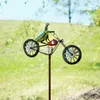 Vintage Bicycle Wind Spinner Metal Stake Frog Riding Motorcycle Windmill Decoration For Yard Garden Decoration Outdoor Decor Q0811