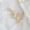 Gold Color Pearls Hair Jewelry Bridal Comb Leaf Headpiece Handmade Wedding Accessories Women Hair Ornament X0625
