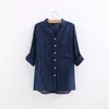 HSA Womens Fashion Blusa Vrouwelijke Solid Button Up Summer Tops Casual Cotton Linen Shirt Gedepakte blouse over 210430