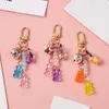 1pcs regnbåge frukt hänge nyckelring nyckelring för kvinnor gåva mode söt hjärta flaska gummy björn pärlor väska bil keychain k52