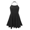 Sexy Halfter Frauen Minikleid Sommer rückenfrei ärmellose elastische Taille schwarze Kleider weiblich schulterfrei A-Linie Sommerkleid Vestidos 210522