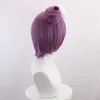 Anime BORUTO Konan Cosplay Purple Wig Hairpin Headband Ring Heat Resistant Hair + Free Cap Halloween Party Role Play Props Y0913