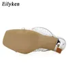 Slippers Eilyken Fashion Women Snake Print Peep Toe Stilettos Heels Summer Hollow Breathable Mesh Color Diamond Party Shoes220308