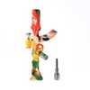 6.3 Inch Smoking Water transfer printing AK47 gun shape silicone nectar collect Hookah sillicone pipe with stainsteel tip