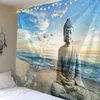 Bouddha Statue Tapisserie Double Hippie Tenture Couvre-Lit Jeter Couverture Bohème Tapis De Plage Nappes Maison Art Décor Couverture 210609