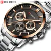 Reloj hombres luxe merk curren quartz chronograph horloges mannen causale klok roestvrijstalen band polshorloge auto datum q0524