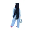 Długie rękaw Zipper Płaszcze Kurtka i szerokie spodnie nóg Dress Kobiety 2 sztuka zestaw Cool Girl Streetwear Hurtownie Odzież 210525