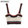 Women Fashion With Ruffles Crochet Knitted Tank Top Square Collar Wide Straps Female Camis Mujer 210420